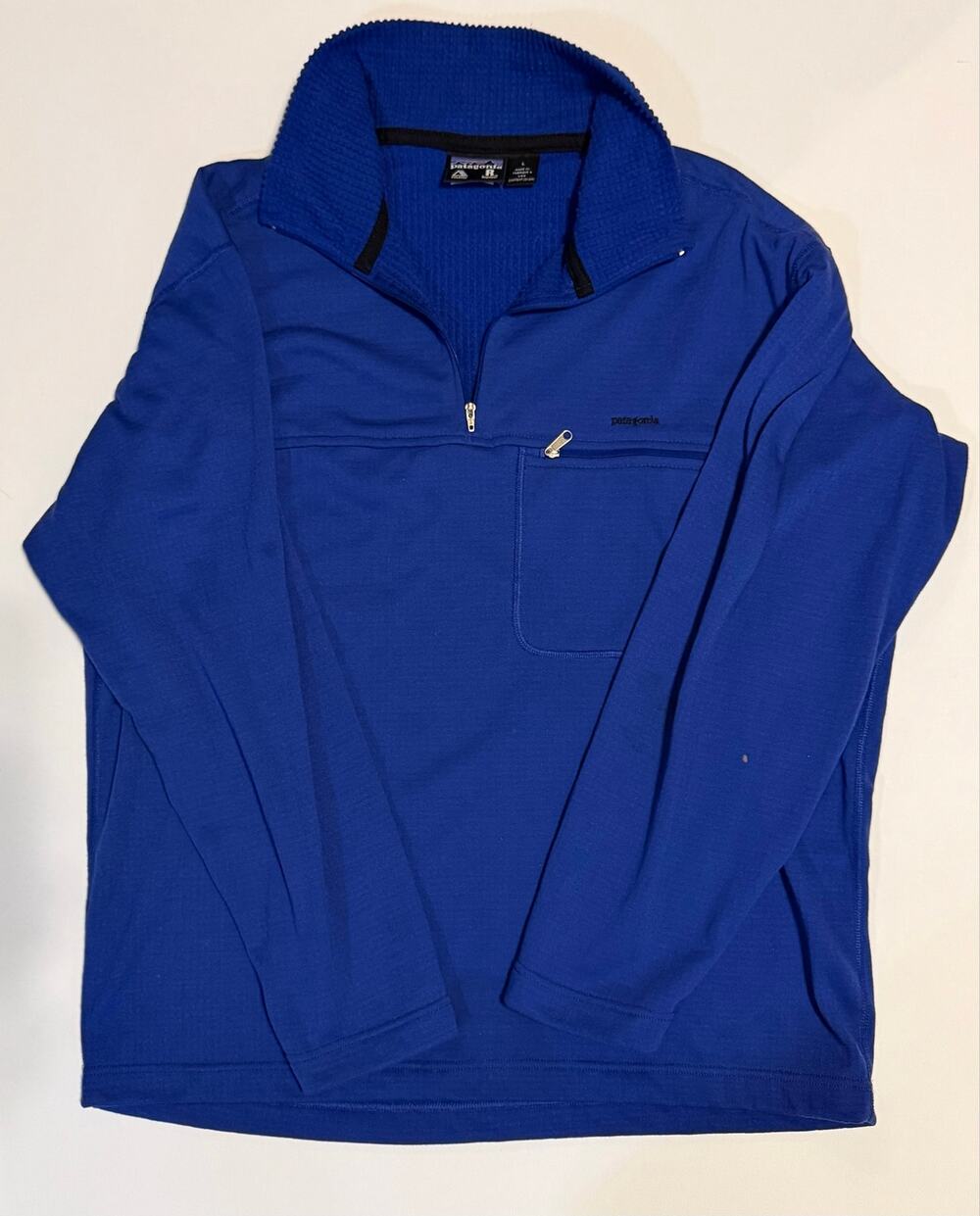 Patagonia R Regulator Fleece Pullover Quarter Zip Polartec Made in USA Sz L Blue